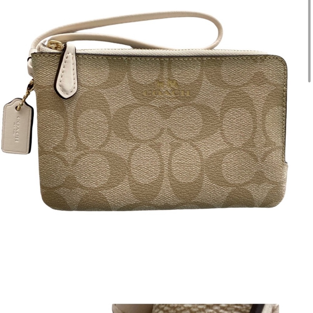 Coach Signature Double Corner Zip Wristlet